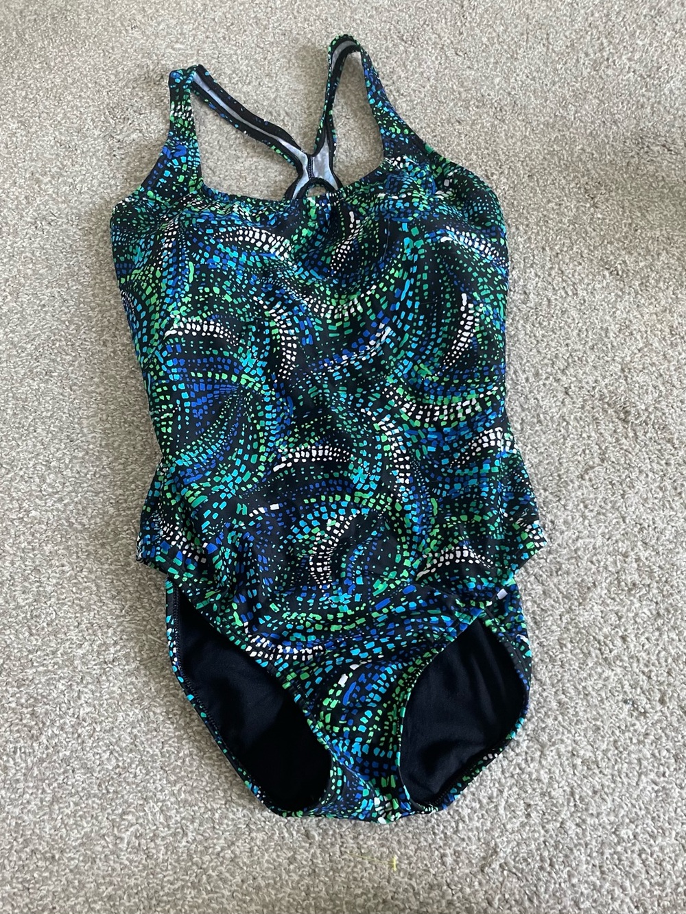 New With Tags Womens Speedo Green & Blue Swirl One-Piece Swimsuit